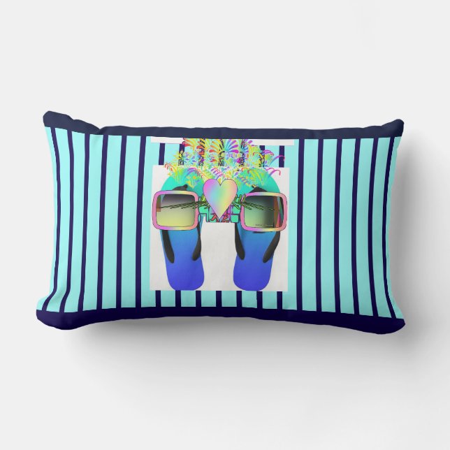 Glasses +  Flips Flops Fun  Lumbar Pillow (Front)