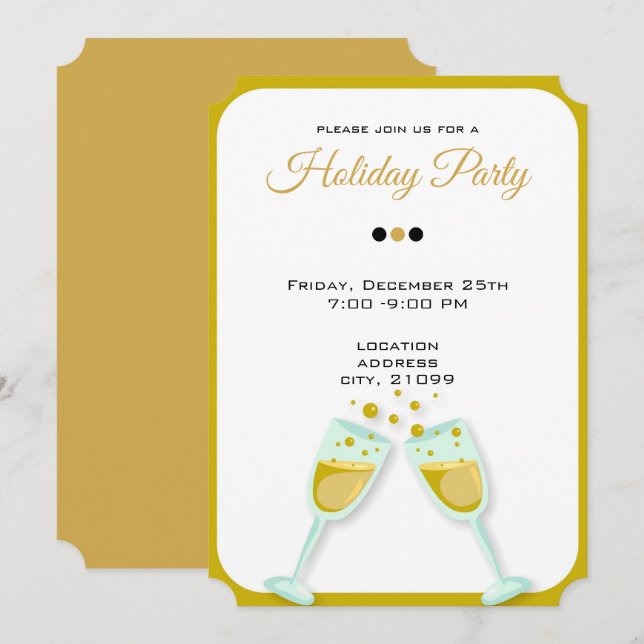 Glasses for Champagne Invitation (Front/Back)