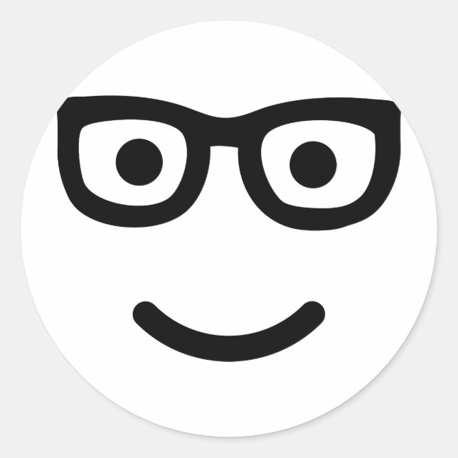 Glasses geek nerd classic round sticker (Front)