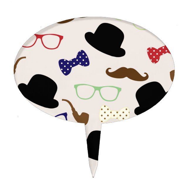 Glasses, Hats and Mustache Cake Topper (Front)