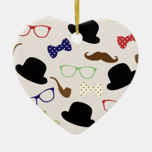 Glasses, Hats and Mustache Ceramic Ornament