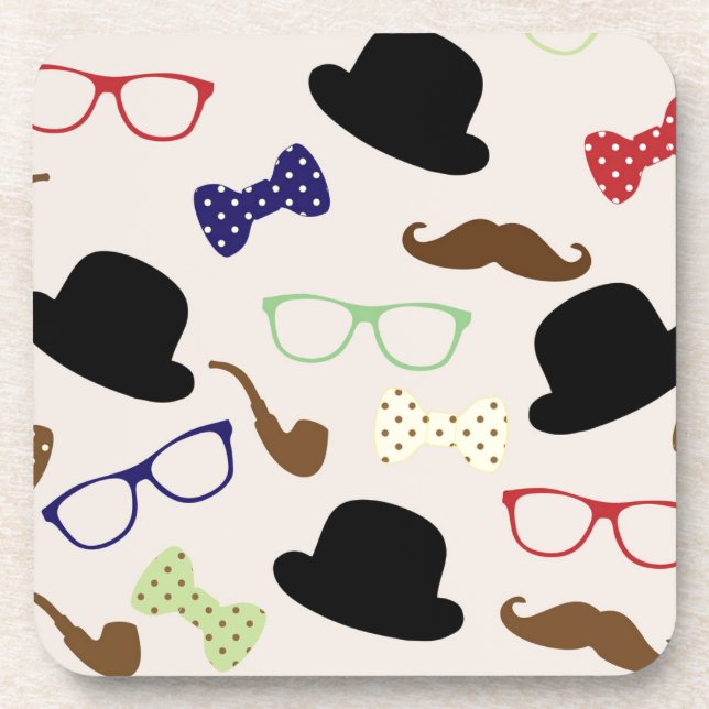 Glasses, Hats and Mustache Coaster (Front)