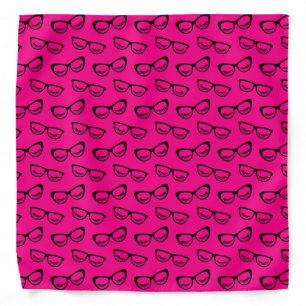 Glasses & Lashes Black On Pink Bandana