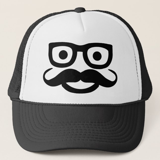 glasses mustache trucker hat (Front)