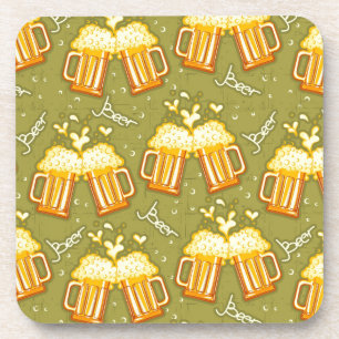 Glasses Of Beer Pattern Beverage Coaster