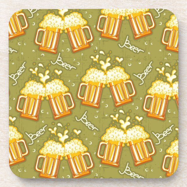 Glasses Of Beer Pattern Beverage Coaster (Front)