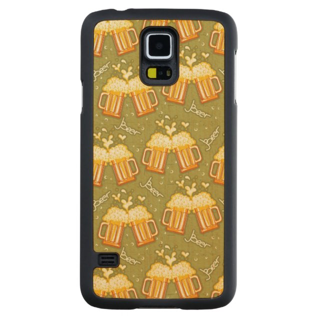 Glasses Of Beer Pattern Carved Maple Galaxy S5 Slim Case (Back)