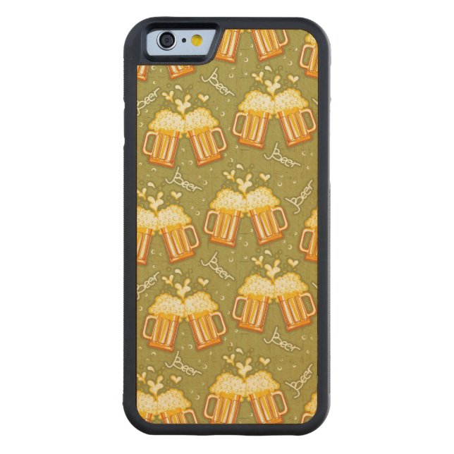 Glasses Of Beer Pattern Carved Wood iPhone Case (Back)