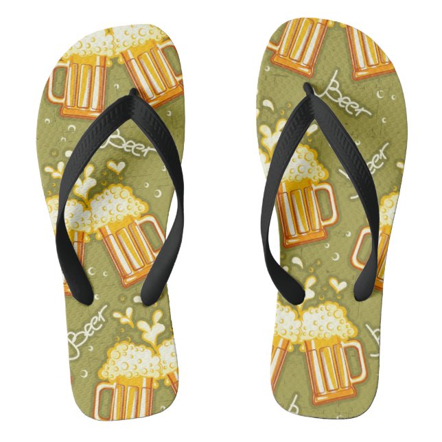 Glasses Of Beer Pattern Flip Flops (Footbed)