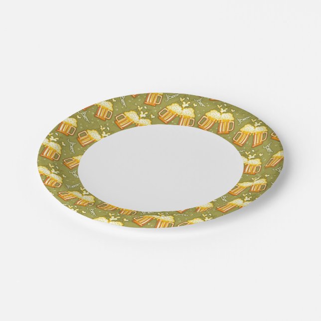 Glasses Of Beer Pattern Paper Plates (Angled)