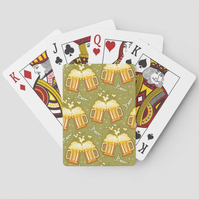 Glasses Of Beer Pattern Poker Cards (Back)