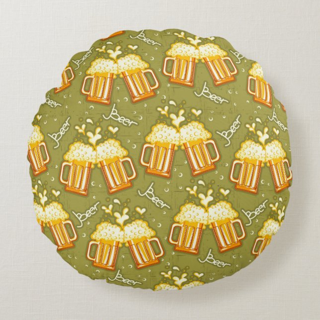 Glasses Of Beer Pattern Round Pillow (Front)