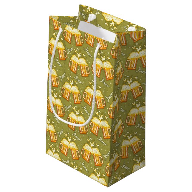 Glasses Of Beer Pattern Small Gift Bag (Back Angled)