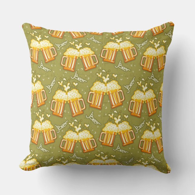 Glasses Of Beer Pattern Throw Pillow (Front)