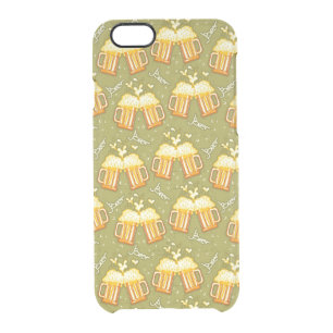 Glasses Of Beer Pattern Clear iPhone 6/6S Case