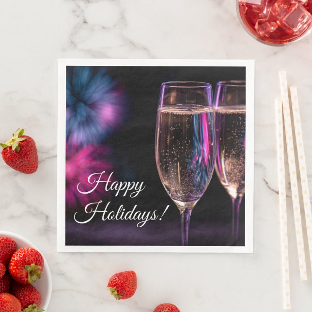 glasses of champagne for New Year's Paper Dinner Napkins (Insitu)