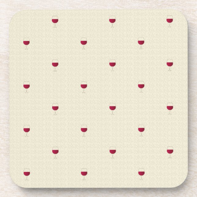 Glasses of red wine pattern drink coaster (Front)