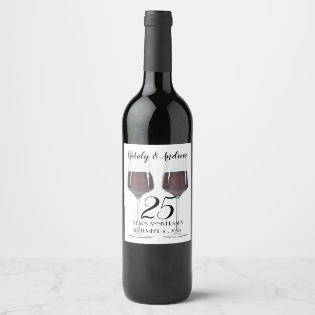 Glasses of red wine wine label (Front)