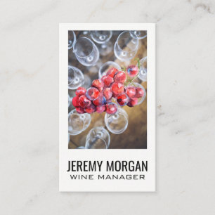 Glasses of Wine Grapes on Vine Business Card