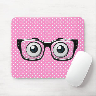 Glasses on Polka Dots Mouse Pad