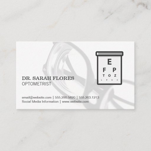 Customizable Glasses | Vision Chart Business Card