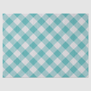 Glassic Teal Gingham Checks Pattern Geometric Tissue Paper