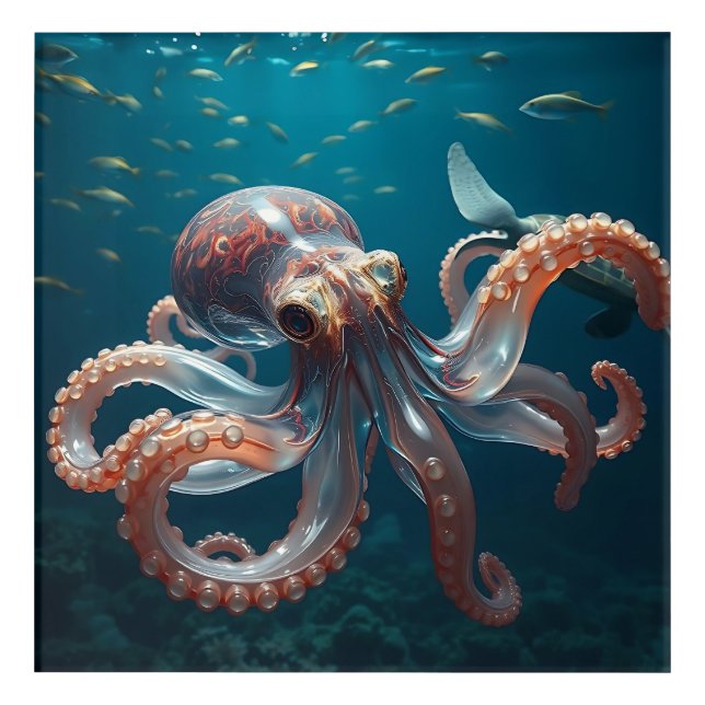 Glasslike Octopus in the Deep Sea Acrylic Print (Front)