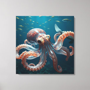 Glasslike Octopus in the Deep Sea Canvas Print