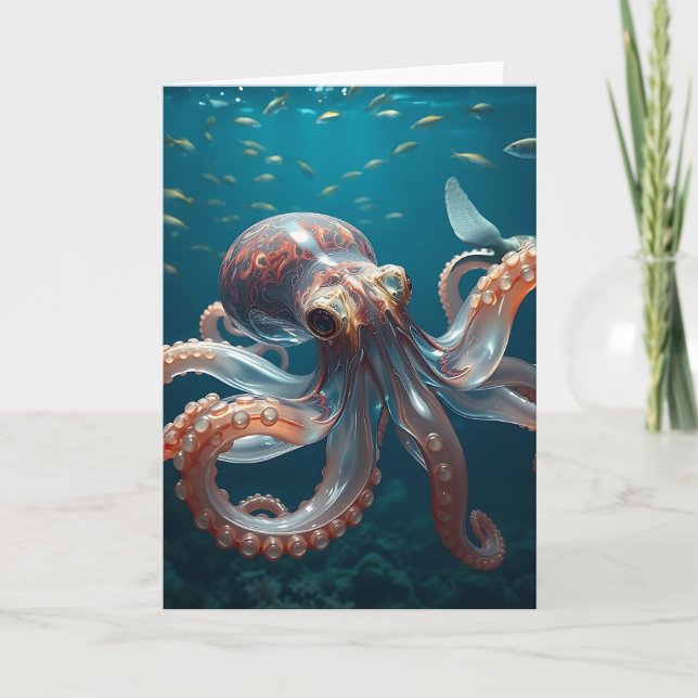 Glasslike Octopus in the Deep Sea Card (Front)