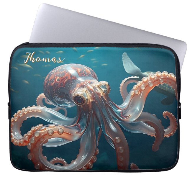 Glasslike Octopus in the Deep Sea Laptop Sleeve (Front)