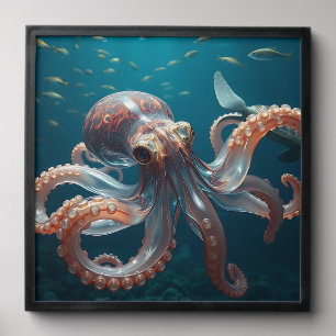 Glasslike Octopus in the Deep Sea Peel And Stick Photo Tile