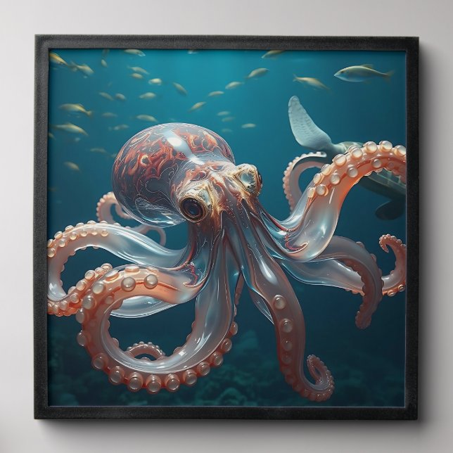 Glasslike Octopus in the Deep Sea Peel And Stick Photo Tile (Front Set)