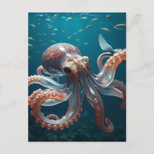 Glasslike Octopus in the Deep Sea Postcard