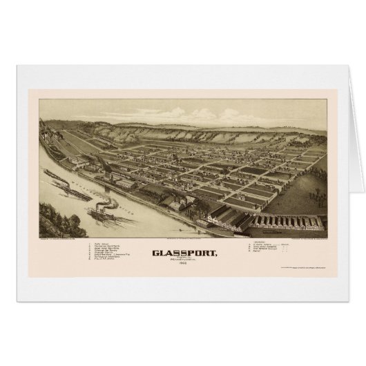 Glassport, PA Panoramic Map - 1902 Cards (Front Horizontal)