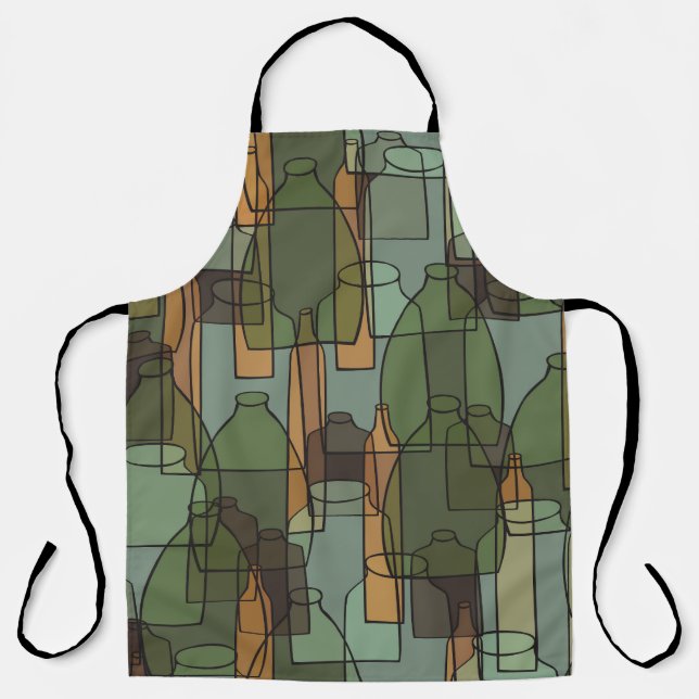 Glassware Galore: Vintage Bottle Pattern Apron (Front)