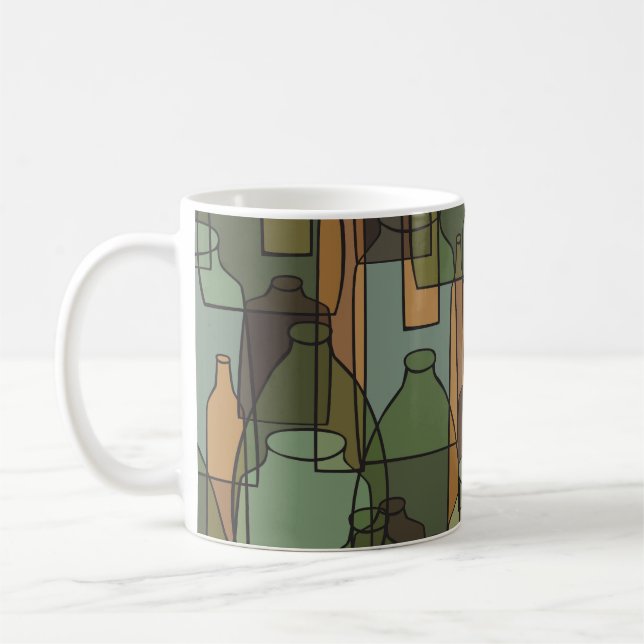 Glassware Galore: Vintage Bottle Pattern Coffee Mug (Left)