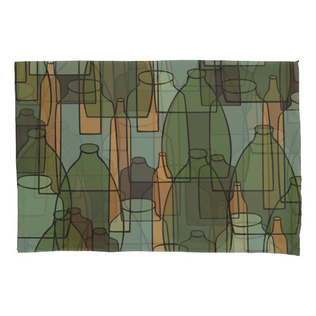 Glassware Galore: Vintage Bottle Pattern Pillow Case (Front)