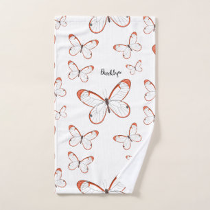 Glasswing butterfly cartoon illustration bath towel set