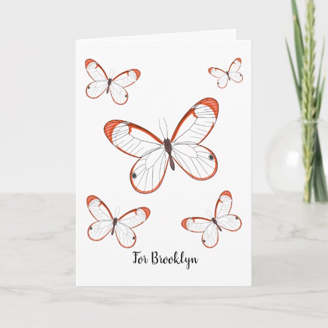 Glasswing butterfly cartoon illustration  card (Front)