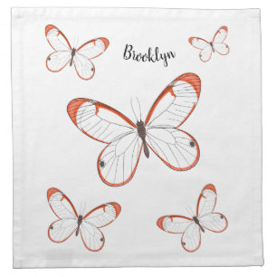 Glasswing butterfly cartoon illustration cloth napkin