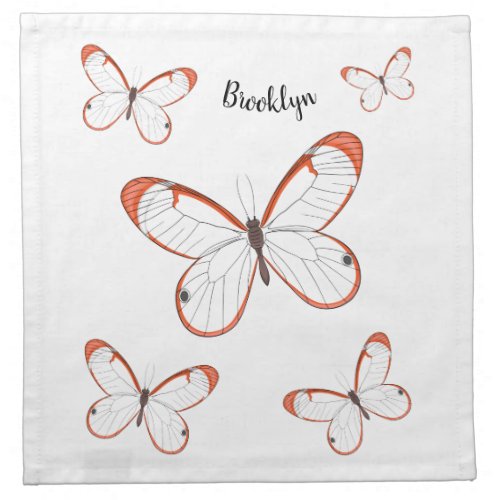 Glasswing butterfly cartoon illustration cloth napkin