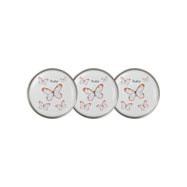 Glasswing butterfly cartoon illustration  golf ball marker (3 Up)