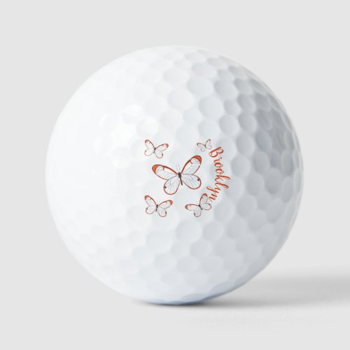 Glasswing butterfly cartoon illustration  golf balls