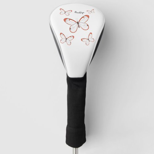 Glasswing butterfly cartoon illustration golf head cover