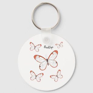 Glasswing butterfly cartoon illustration keychain