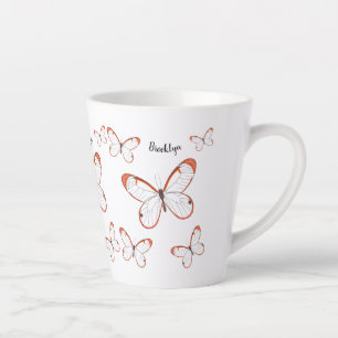 Glasswing butterfly cartoon illustration latte mug