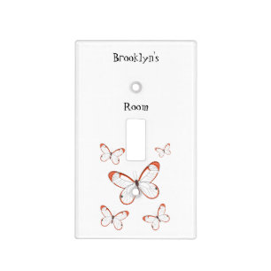 Glasswing butterfly cartoon illustration light switch cover