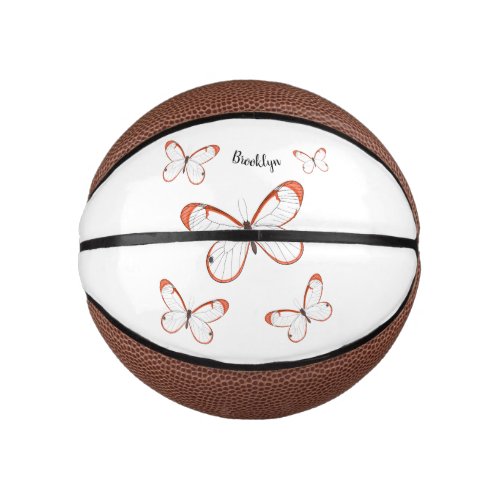 Glasswing butterfly cartoon illustration mini basketball