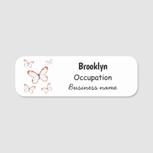 Glasswing butterfly cartoon illustration name tag