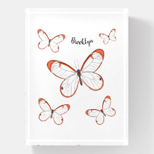 Glasswing butterfly cartoon illustration paperweight
